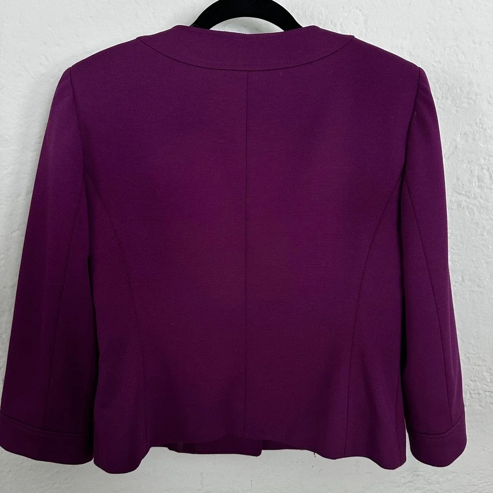 Tahari Arthur S Levine Petite Women's Purple Lined Blazer Jacket Suit Size 6P‎